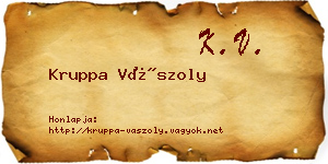 Kruppa Vászoly névjegykártya